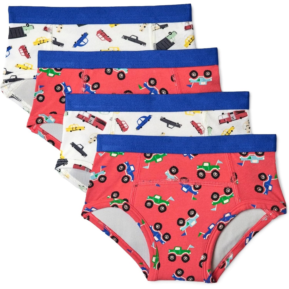image:imageAmazon Essentials Unisex Toddlers Cotton Training Pants Pack of 4Cars  Trucks