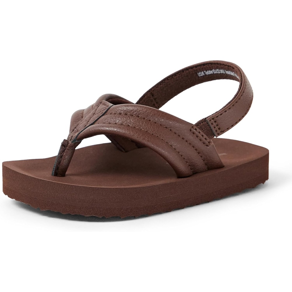 image:imageAmazon Essentials Unisex Toddlers Flip Flop Sandals with Backstrap for Boys and GirlsBrown