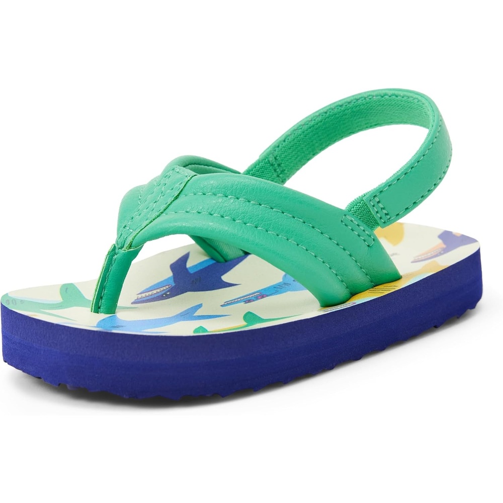 image:imageAmazon Essentials Unisex Toddlers Flip Flop Sandals with Backstrap for Boys and GirlsGreen Shark