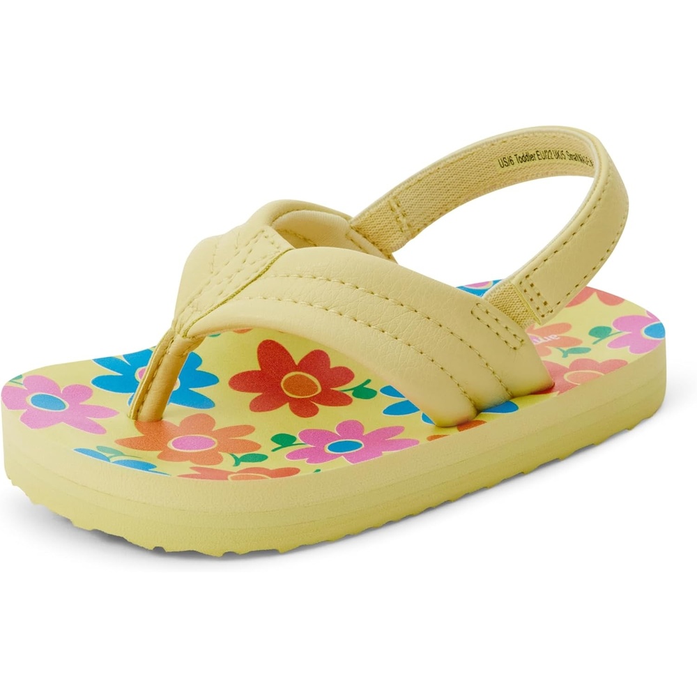 image:imageAmazon Essentials Unisex Toddlers Flip Flop Sandals with Backstrap for Boys and GirlsYellow Flower