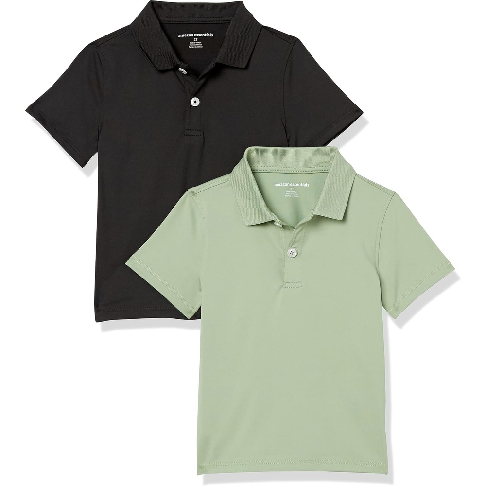 image:imageAmazon Essentials boys ShortSleeve Active Performance Polo ShirtsBlackOlive