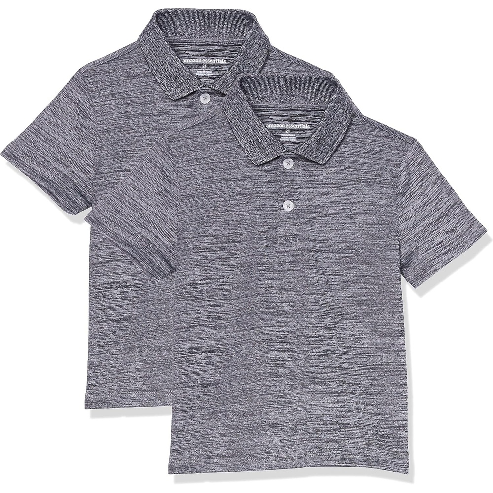 image:imageAmazon Essentials boys ShortSleeve Active Performance Polo ShirtsGrey Space Dye