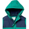 Amazon Essentials Babies, Toddlers, and Boys’ Heavyweight Hooded Puffer Jacket(Green Navy Color Block)
