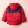 Amazon Essentials Babies, Toddlers, and Boys’ Heavyweight Hooded Puffer Jacket(Navy Red Color Block)