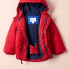 Amazon Essentials Babies, Toddlers, and Boys’ Heavyweight Hooded Puffer Jacket(Navy Red Color Block)