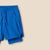 Amazon Essentials Boys’ Active Performance Stretch Woven Athletic Training Shorts with Liner(Blue)