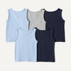 Amazon Essentials Boys’ Cotton Jersey Tank Top Undershirt(Light Blue / Navy / Light Grey Heather)