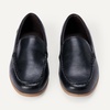 Amazon Essentials Boys’ Faux Leather Moc Toe Slip-on Loafers(Black)