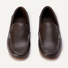 Amazon Essentials Boys’ Faux Leather Moc Toe Slip-on Loafers(Dark Brown)