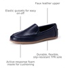 Amazon Essentials Boys’ Faux Leather Moc Toe Slip-on Loafers(Navy)