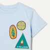 Amazon Essentials Boys and Toddlers’ Cotton Short Sleeve T-Shirt and Shorts Set(Light Blue/Badges)