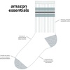 Amazon Essentials Boys and Toddlers’ Cushioned Athletic Crew Sports Socks for School Kids(White With Color Stripe/White With Grey Heather Heel  Toe)