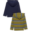 Amazon Essentials Boys and Toddlers’ Lightweight Long-Sleeve Hooded T-Shirt, Pack of 2(Dark Navy  Uneven Stripe)