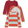 Amazon Essentials Boys and Toddlers’ Long-Sleeve Cotton Thermal T-Shirt, Base Layer, Pack of 3(Burgundy/Grey/Orange Rugby Stripe)