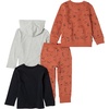 Amazon Essentials Boys and Toddlers’ Long-Sleeve Outfit Set, Pack of 4(Black/Grey/Rust Skate Fox)