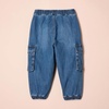 Amazon Essentials Boys and Toddlers’ Stretch Denim Cargo Jean with Elastic Waist(Mid Indigo)