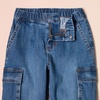 Amazon Essentials Boys and Toddlers’ Stretch Denim Cargo Jean with Elastic Waist(Mid Indigo)