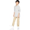 Amazon Essentials Boys and Toddlers’ Uniform Long Sleeve Pique Polo Shirt for School Uniform(Grey Heather/White)