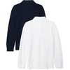 Amazon Essentials Boys and Toddlers’ Uniform Long Sleeve Pique Polo Shirt for School Uniform(Navy/White)