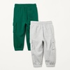 Amazon Essentials Unisex Kids and Toddlers’ Cargo Jogger(Light Grey Heather/Dark Green)