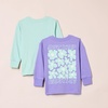 Amazon Essentials Unisex Kids and Toddlers’ Long-Sleeve Organic Cotton Rib Cuff T-Shirt, Pack of 2(Light Purple/Mint Green Flowers)