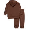 Amazon Essentials Unisex Kids’ and Toddlers’ Modern Sweatsuit Set, 2 Piece Hooded Outfit, Pack of 2(Deep Brown)