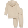 Amazon Essentials Unisex Kids’ and Toddlers’ Modern Sweatsuit Set, 2 Piece Hooded Outfit, Pack of 2(Tan)