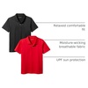 Amazon Essentials boys Short-Sleeve Active Performance Polo Shirts(Black/Red)