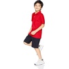 Amazon Essentials boys Short-Sleeve Active Performance Polo Shirts(Black/Red)