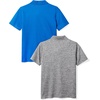 Amazon Essentials boys Short-Sleeve Active Performance Polo Shirts(Cobalt Blue/Grey Space Dye)