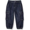 Amazon Essentials Boys and Toddlers’ Stretch Denim Cargo Jean with Elastic Waist(Dark Wash)