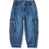 Amazon Essentials Boys and Toddlers’ Stretch Denim Cargo Jean with Elastic Waist(Indigo)