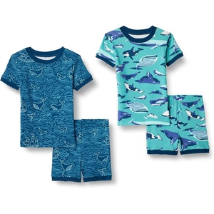 Amazon Essentials Babies, Toddlers and Boys’ Snug-Fit Cotton Rib Pajama Sleepwear Sets, Multipacks(Under the Sea)
