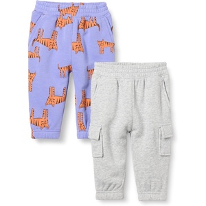 Amazon Essentials Baby Boys’ Cargo Joggers(Grey Heather/Purple Tiger)