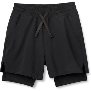 Amazon Essentials Boys’ Active Performance Stretch Woven Athletic Training Shorts with Liner(Black)