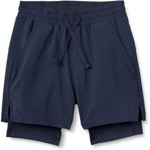 Amazon Essentials Boys’ Active Performance Stretch Woven Athletic Training Shorts with Liner(Navy)