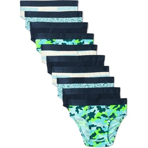 Amazon Essentials Boys’ Cotton Jersey Brief Underwear(Camoflage/ Dinosaur/ Stripes)