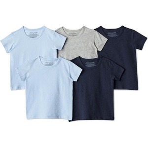 Amazon Essentials Boys’ Cotton Jersey Crew Neck Undershirt(Light Blue / Navy / Light Grey Heather)