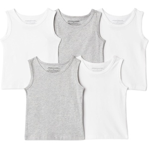 Amazon Essentials Boys’ Cotton Jersey Tank Top Undershirt(Light Grey Heather / White)