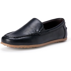 Amazon Essentials Boys’ Faux Leather Moc Toe Slip-on Loafers(Black)