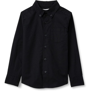 Amazon Essentials Boys Long Sleeve Oxford Button Down Shirt(Black)