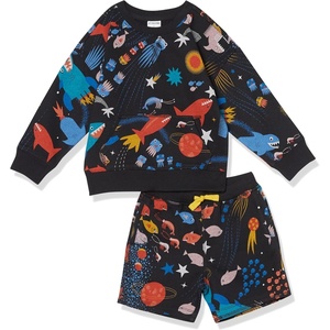 Amazon Essentials Boys and Toddlers’ French Terry Cozy Long-Sleeve Top and Short Set (Previously Spotted Zebra)