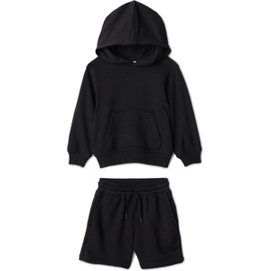 Amazon Essentials Boys and Toddlers’ French Terry Hoodie and Shorts Set with Kangaroo Pocket, Multipacks(Black)