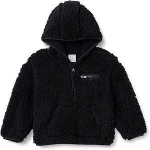 Amazon Essentials Boys and Toddlers’ Half Zip Sherpa Hoodie Sweatshirt with Kangaroo Pocket(Black)