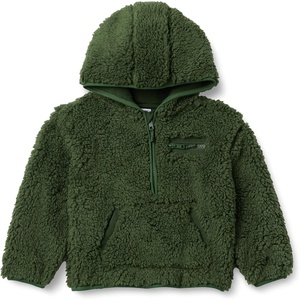 Amazon Essentials Boys and Toddlers’ Half Zip Sherpa Hoodie Sweatshirt with Kangaroo Pocket(Dark Olive)