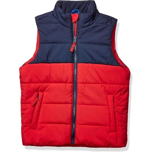 Amazon Essentials Boys and Toddlers’ Heavyweight Full Zip Outerwear Puffer Vest(Navy Red Color Block)