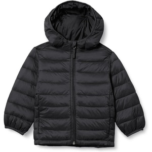 Amazon Essentials Boys and Toddlers’ Lightweight Water-Resistant Packable Hooded Insulated Puffer Jacket(Black)
