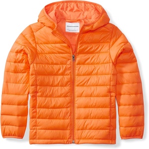 Amazon Essentials Boys and Toddlers’ Lightweight Water-Resistant Packable Hooded Insulated Puffer Jacket(Bright Orange)
