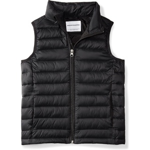 Amazon Essentials Boys and Toddlers’ Lightweight Water-Resistant Packable Hooded Puffer Vest(Black)