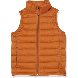 Amazon Essentials Boys and Toddlers’ Lightweight Water-Resistant Packable Hooded Puffer Vest(Light Brown)